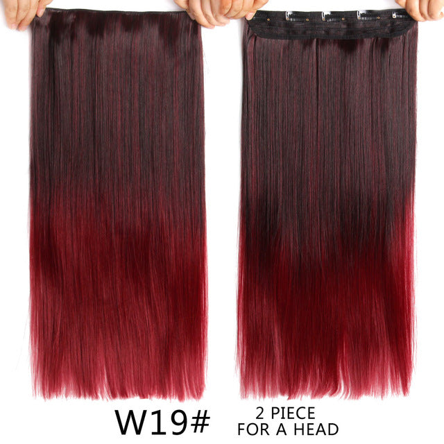 alileader 22" 120g long straight hair extension black artificial false synthetic hairpiece purple 26 colors available ombre clip p4/30 / 22inches