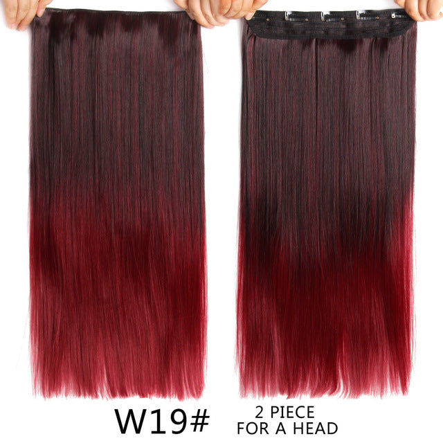 alileader 22" 120g long straight hair extension black artificial false synthetic hairpiece purple 26 colors available ombre clip p4/30 / 22inches