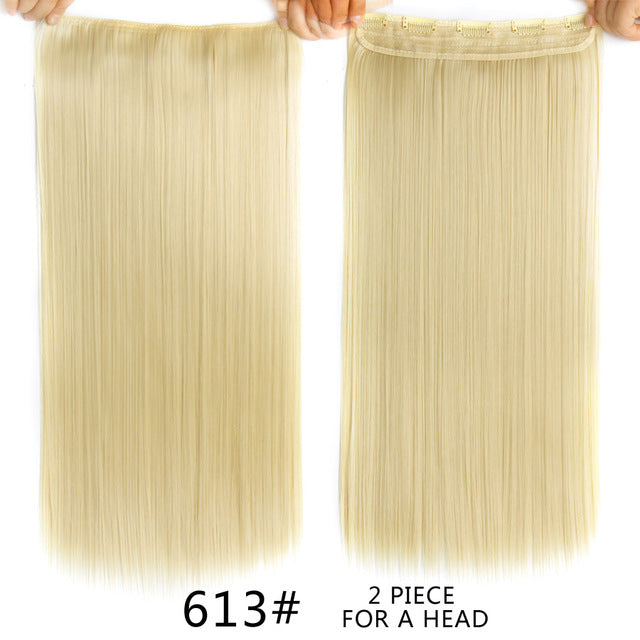 alileader 22" 120g long straight hair extension black artificial false synthetic hairpiece purple 26 colors available ombre clip #613 / 22inches