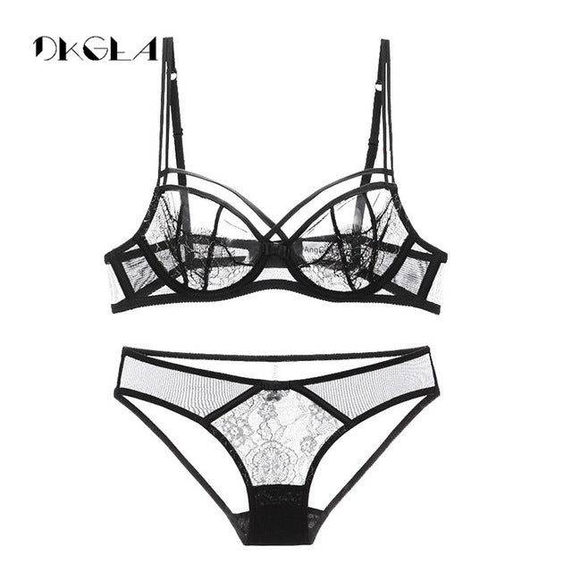 france embroider flowers brassiere purple lace underwear transparent bra set plus size temptation sexy lingerie set for women