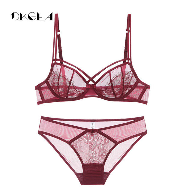 france embroider flowers brassiere purple lace underwear transparent bra set plus size temptation sexy lingerie set for women