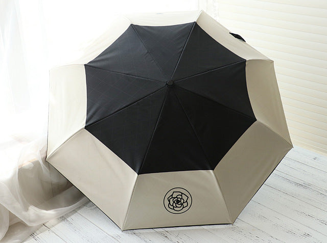 luxury brands high quality camellia automatic umbrella rain women men folding uv sun transparent sunshade umbrellas splicing