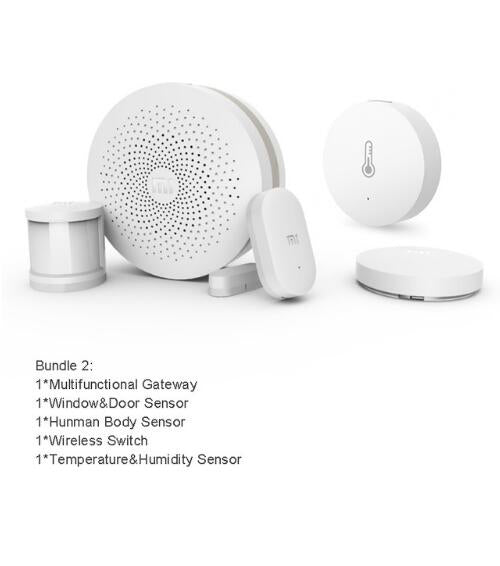 xiaomi smart home sensor kit mijia gateway2 door window sensor human body sensor wireless switch humidity zigbee socket mi app 5 item