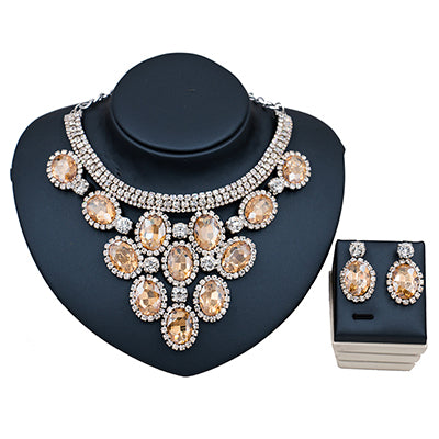 bridal crystal jewelry set champagne and silver