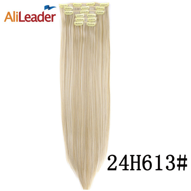 alileader 6pcs/set 22" hairpiece 140g straight 16 clips in false styling hair synthetic clip in hair extensions heat resistant #24 / 22inches