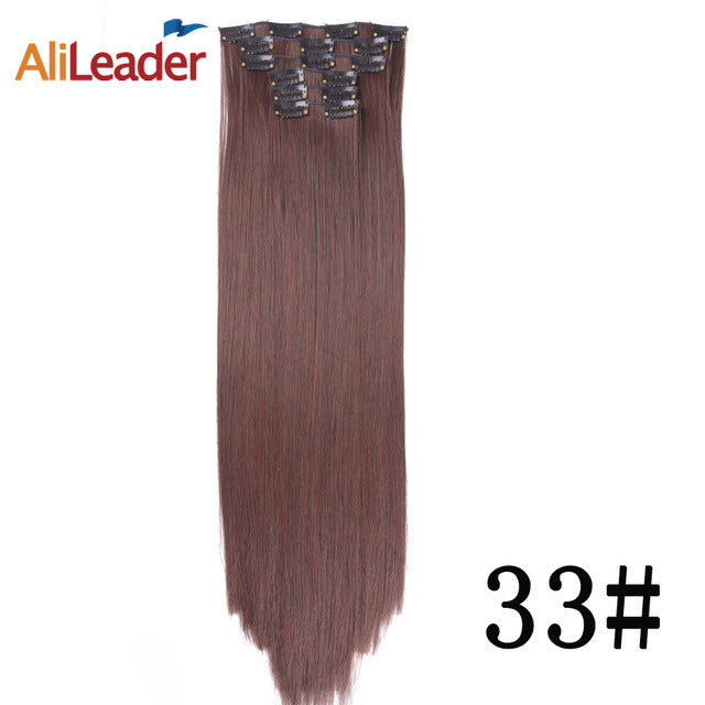 alileader 6pcs/set 22" hairpiece 140g straight 16 clips in false styling hair synthetic clip in hair extensions heat resistant #33 / 22inches