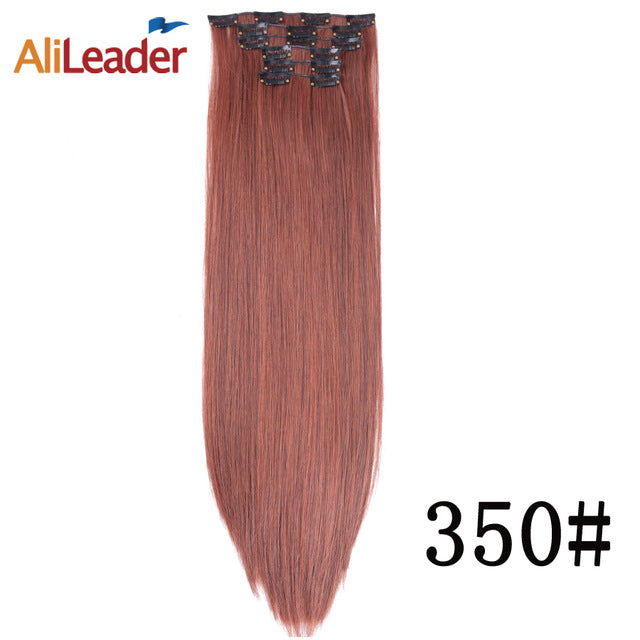 alileader 6pcs/set 22" hairpiece 140g straight 16 clips in false styling hair synthetic clip in hair extensions heat resistant #350 / 22inches