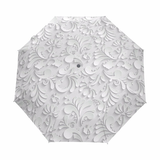 full automatic 3d floral guarda chuva white chinese sun umbrella 3 folding umbrella rain women anti uv outdoor travel sombrinha item1 / china