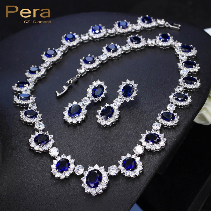cz big round cubic zirconia luxury bridal wedding jewelry set