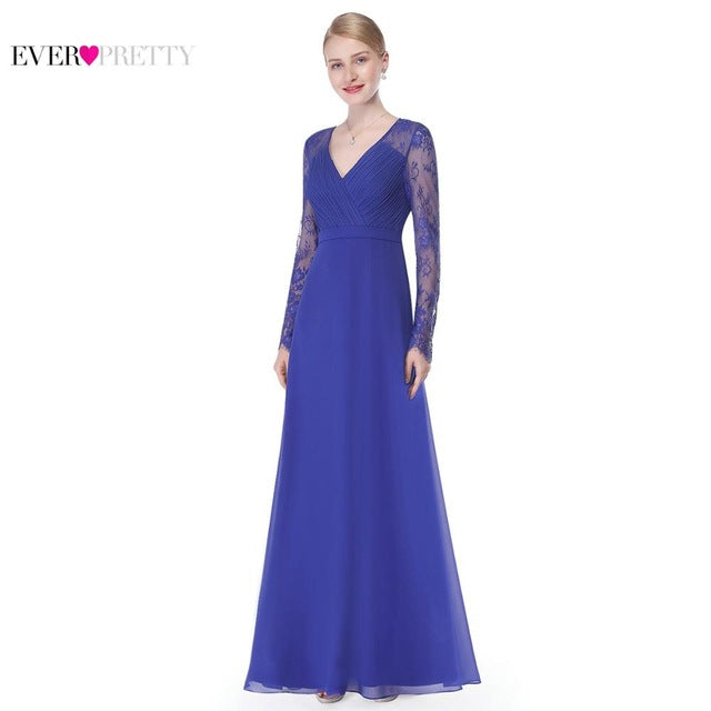 formal evening dresses ever pretty women's elegant v-neck long sleeve lace plus size evening dress