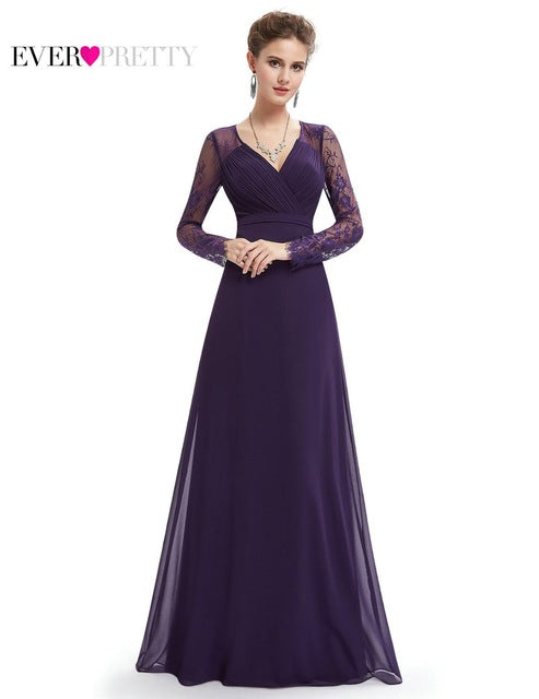 formal evening dresses ever pretty women's elegant v-neck long sleeve lace plus size evening dress