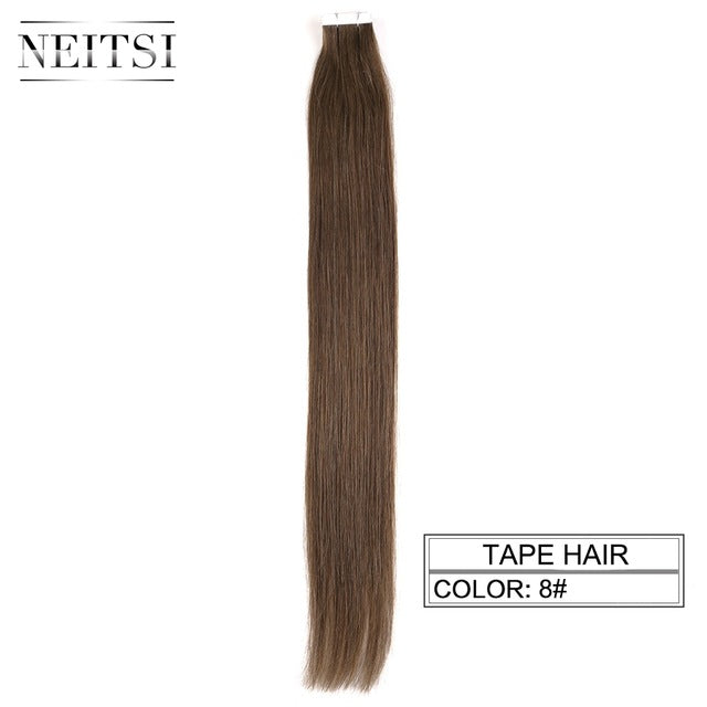 straight skin weft adhesive hair none remy tape in human hair extensions 16" 18" 20" 22" 24" double side tape 13 colors