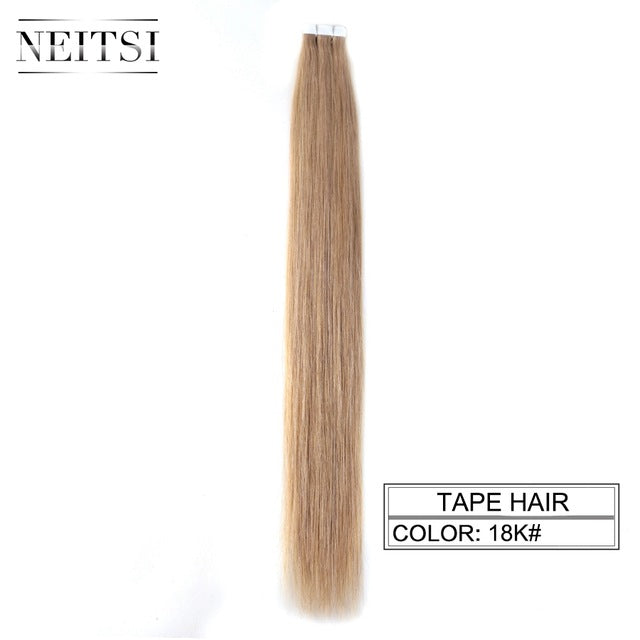 straight skin weft adhesive hair none remy tape in human hair extensions 16" 18" 20" 22" 24" double side tape 13 colors 18k / 22 inches / 20 pcs