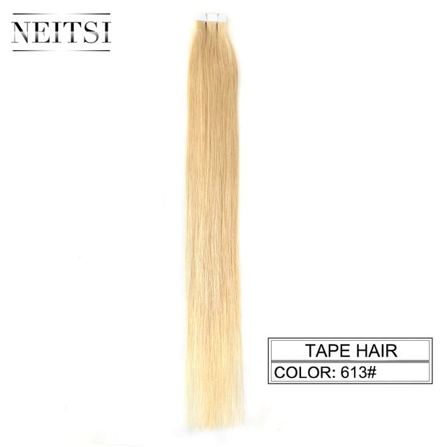 straight skin weft adhesive hair none remy tape in human hair extensions 16" 18" 20" 22" 24" double side tape 13 colors