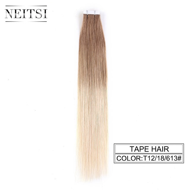 straight skin weft adhesive hair none remy tape in human hair extensions 16" 18" 20" 22" 24" double side tape 13 colors