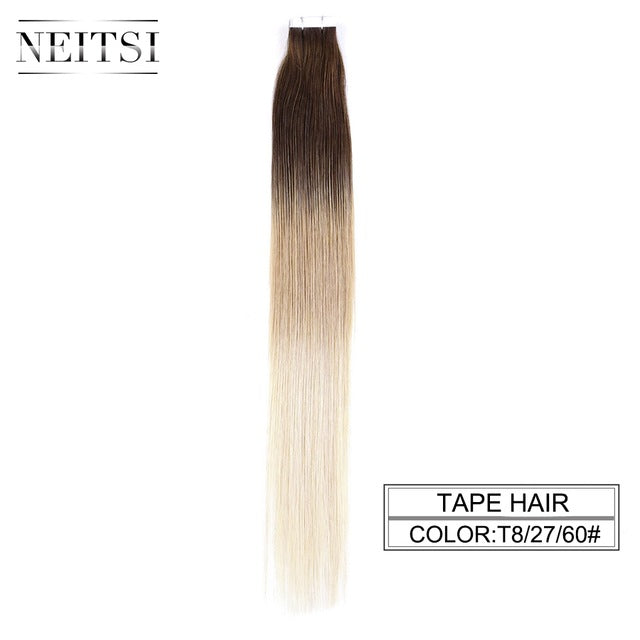 straight skin weft adhesive hair none remy tape in human hair extensions 16" 18" 20" 22" 24" double side tape 13 colors