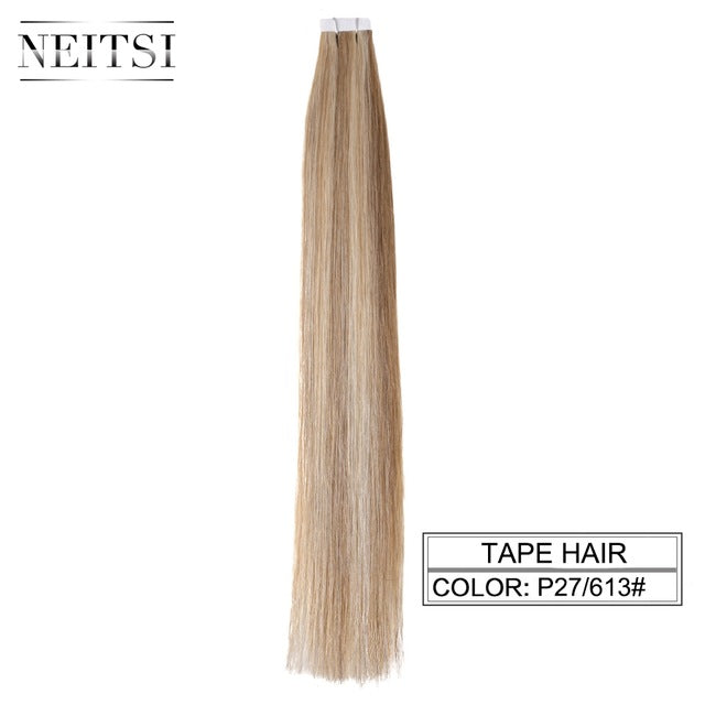 straight skin weft adhesive hair none remy tape in human hair extensions 16" 18" 20" 22" 24" double side tape 13 colors