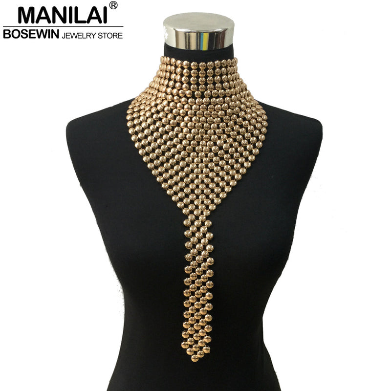 metal chokers jewelry neck bib collar torques long chain tassels statement necklaces