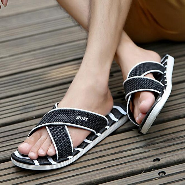 men slippers new lightweight casual plaid stripes sandals summer fashion men classic flip flops hot soft beach shoes