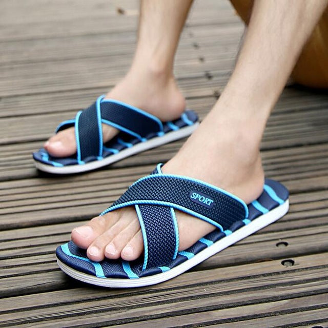 men slippers new lightweight casual plaid stripes sandals summer fashion men classic flip flops hot soft beach shoes