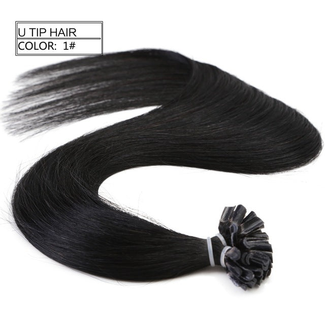 straight keratin capsules human fusion hair nail u tip machine made remy pre bonded hair extension 16" 20" 24" 1g/s 50g