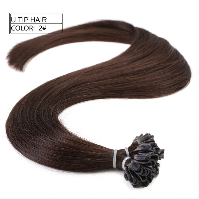 straight keratin capsules human fusion hair nail u tip machine made remy pre bonded hair extension 16" 20" 24" 1g/s 50g