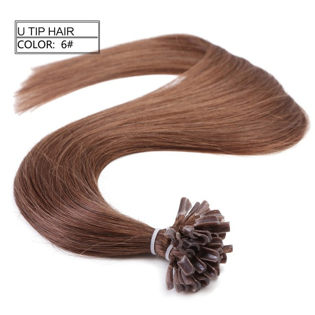 straight keratin capsules human fusion hair nail u tip machine made remy pre bonded hair extension 16" 20" 24" 1g/s 50g