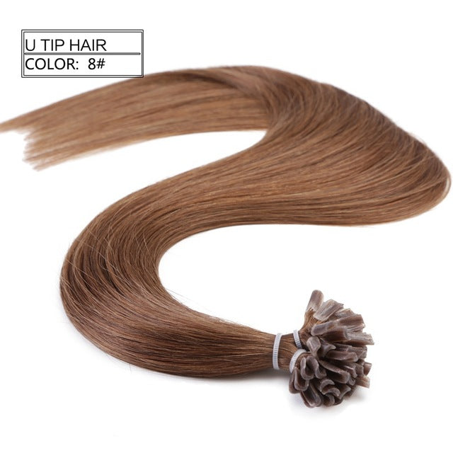 straight keratin capsules human fusion hair nail u tip machine made remy pre bonded hair extension 16" 20" 24" 1g/s 50g