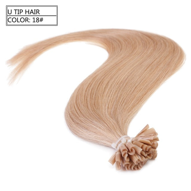 straight keratin capsules human fusion hair nail u tip machine made remy pre bonded hair extension 16" 20" 24" 1g/s 50g