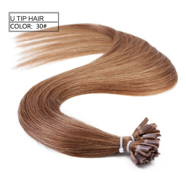 straight keratin capsules human fusion hair nail u tip machine made remy pre bonded hair extension 16" 20" 24" 1g/s 50g