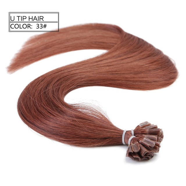 straight keratin capsules human fusion hair nail u tip machine made remy pre bonded hair extension 16" 20" 24" 1g/s 50g