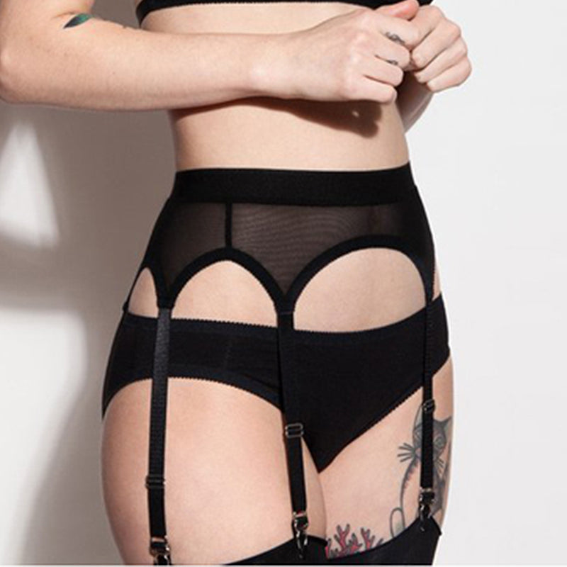 plus size sexy garter belt punk goth women suspender belt hot sheer thigh high exotic lingerie garters for stockings pantyhose
