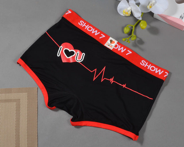 couples  underwear lovers clothing  bamboo fiber panties women men boxer masculine shorts heart-shaped print sexy briefs women