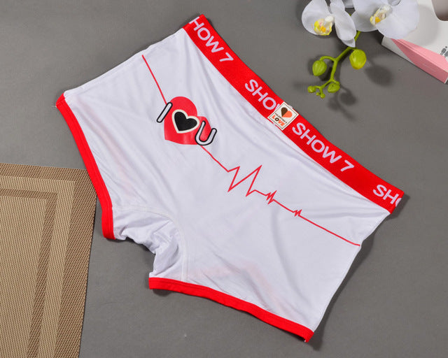 couples  underwear lovers clothing  bamboo fiber panties women men boxer masculine shorts heart-shaped print sexy briefs women