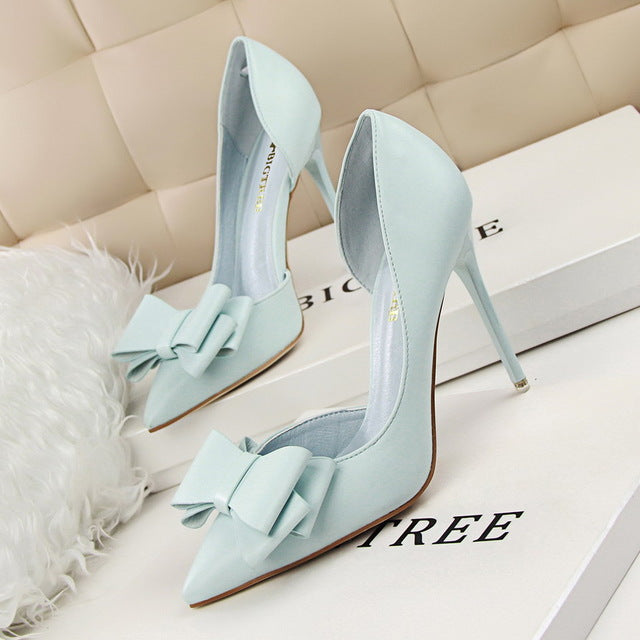 elegant pumps sweet bowknot high-heeled shoes