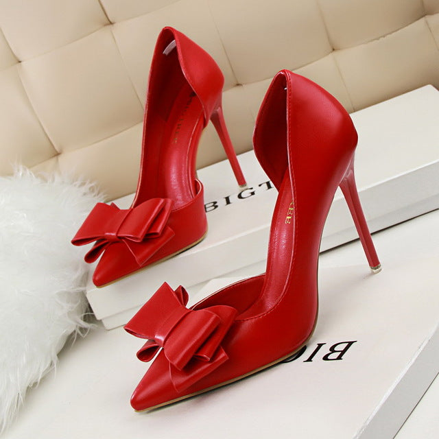 elegant pumps sweet bowknot high-heeled shoes