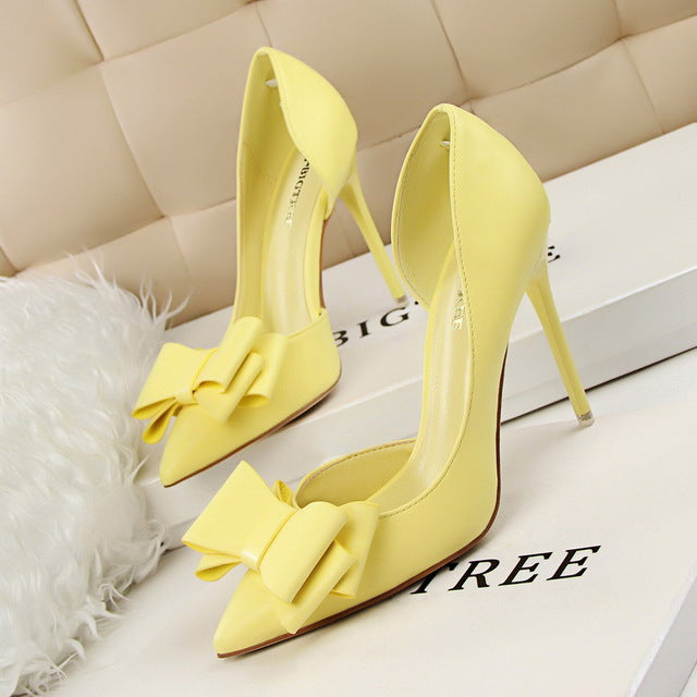 elegant pumps sweet bowknot high-heeled shoes