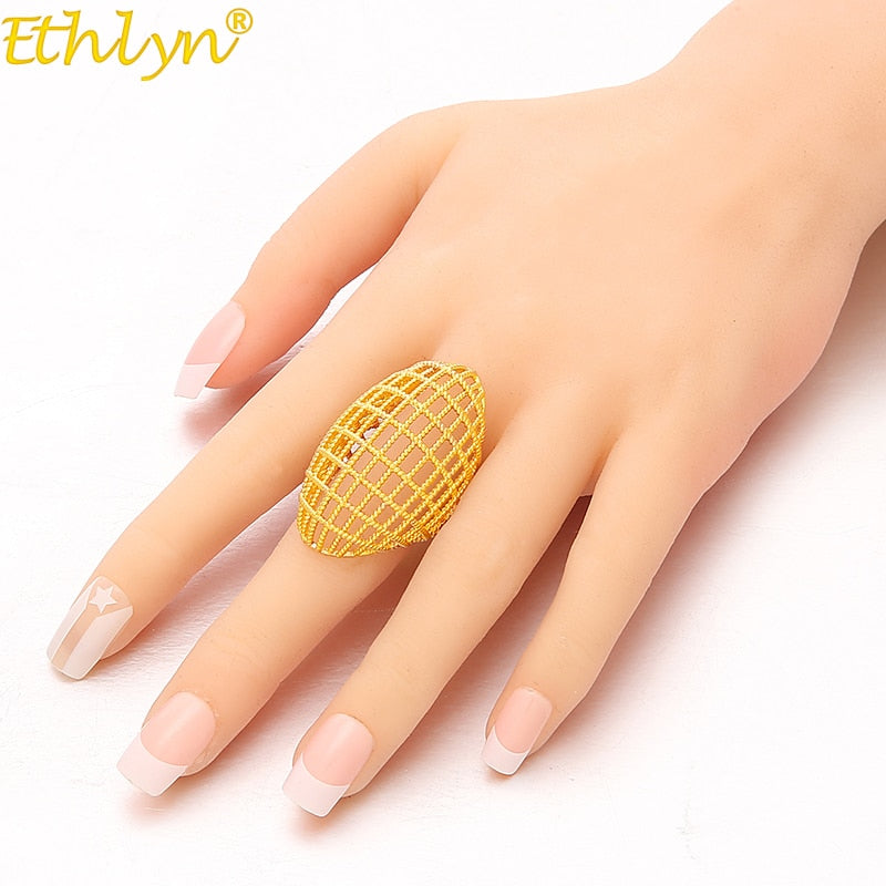ethiopian hollow ring for women/teenage girls gold color charm party jewelry african arab
