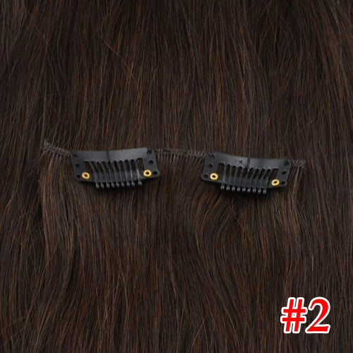light brown brazilian machine made remy straight clips in human hair clip in extensions 7pcs/set 90 gram full head set