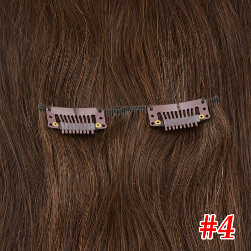 light brown brazilian machine made remy straight clips in human hair clip in extensions 7pcs/set 90 gram full head set