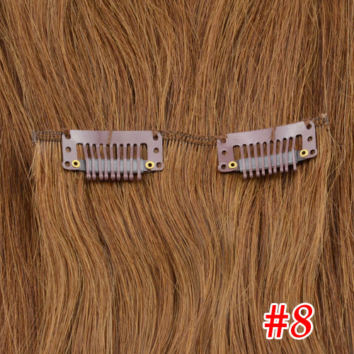 light brown brazilian machine made remy straight clips in human hair clip in extensions 7pcs/set 90 gram full head set