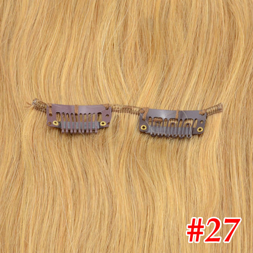 light brown brazilian machine made remy straight clips in human hair clip in extensions 7pcs/set 90 gram full head set #27 / 16 inches / 90g/set, china, >=25%, 6 months