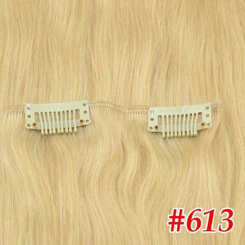 light brown brazilian machine made remy straight clips in human hair clip in extensions 7pcs/set 90 gram full head set #613 / 16 inches / 90g/set, china, >=25%, 6 months