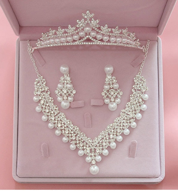 magnificent pearl wedding bridal jewelry sets default title