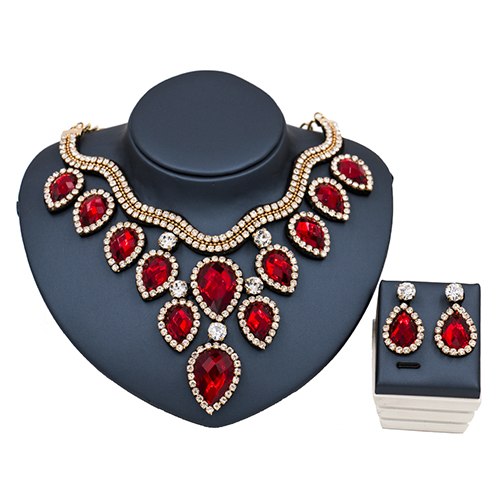 lan palace new jewelry set for woman african beads for bridal necklace and earrings crystal jewelry gold red
