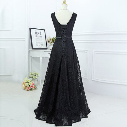 real photo women long formal prom gown v neck lace evening dresses
