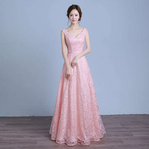 real photo women long formal prom gown v neck lace evening dresses