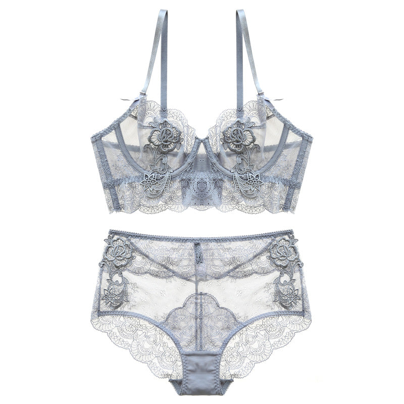 new gather adjusted thin cup lingerie bra set underwear transparent temptation sexy bra set for women high waist bra & brief set