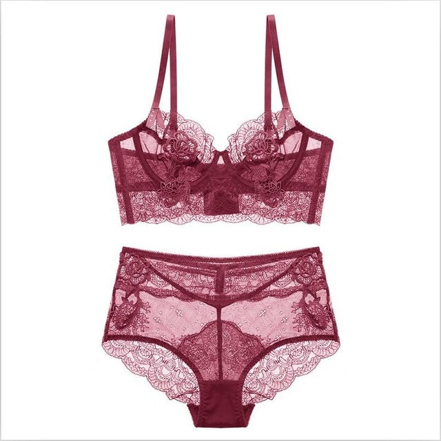 new gather adjusted thin cup lingerie bra set underwear transparent temptation sexy bra set for women high waist bra & brief set