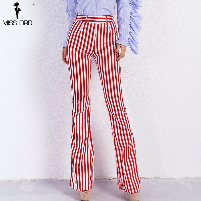 fashion striped high waist casual pants